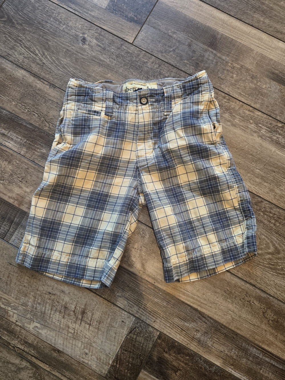 Vintage Y2K Abercrombie Kids Plaid Shorts Size 12 Yellow Blue Chino Shorts Draws